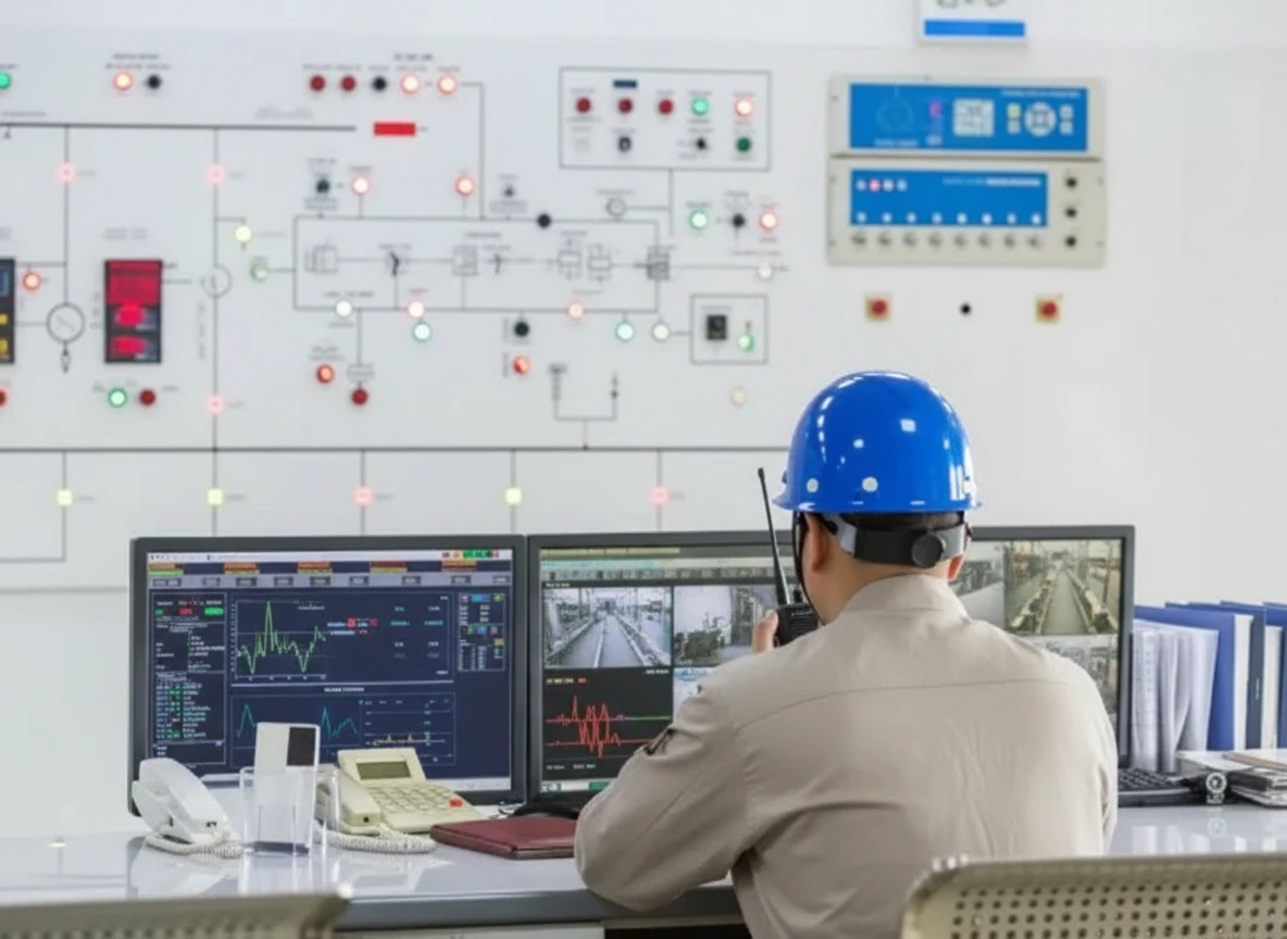 Professional engineers installing an integrated ELV security system including CCTV, access control, structured cabling and smart building technologies inside a modern commercial building in the UAE.